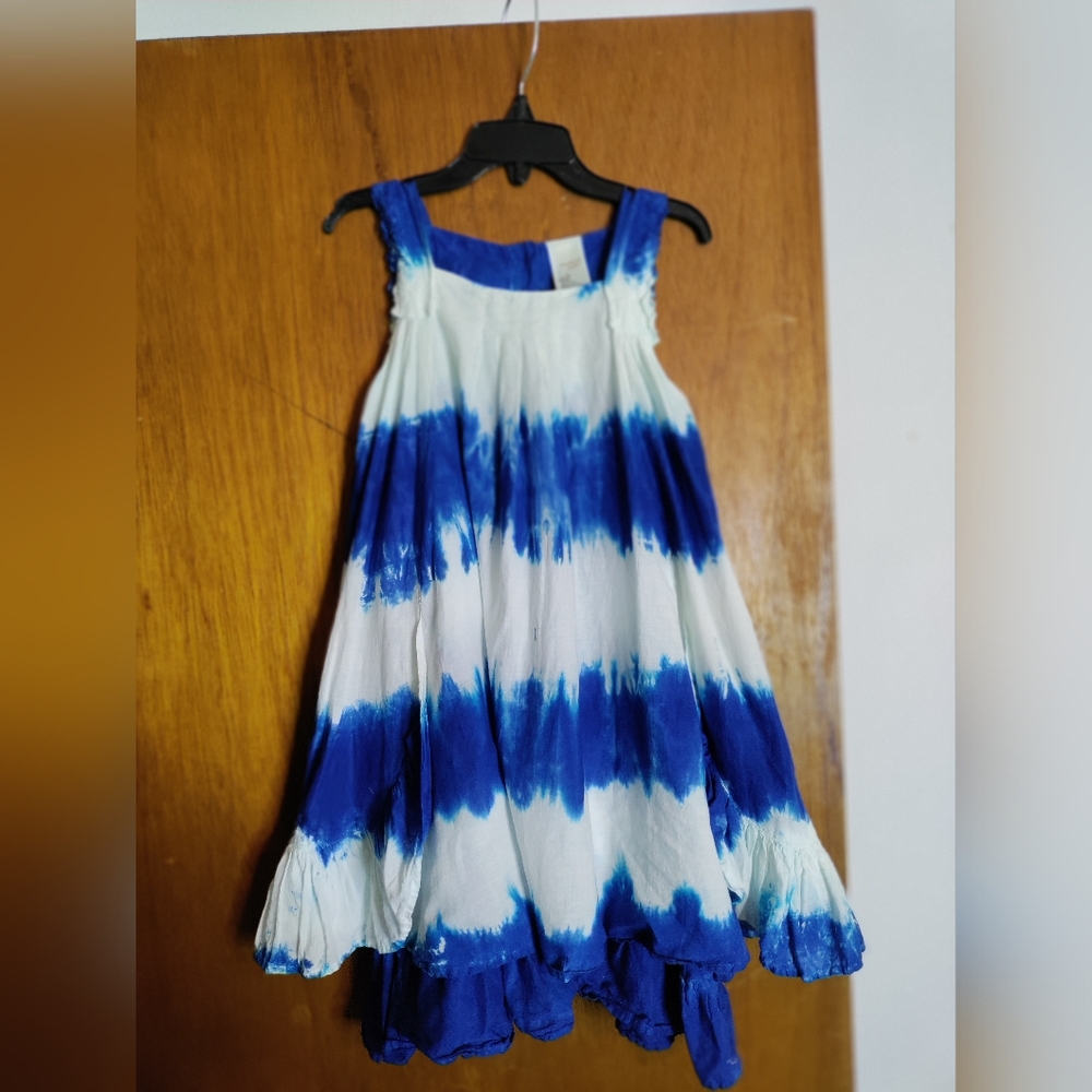 Blue and White Casual Dress with Relaxed Fit